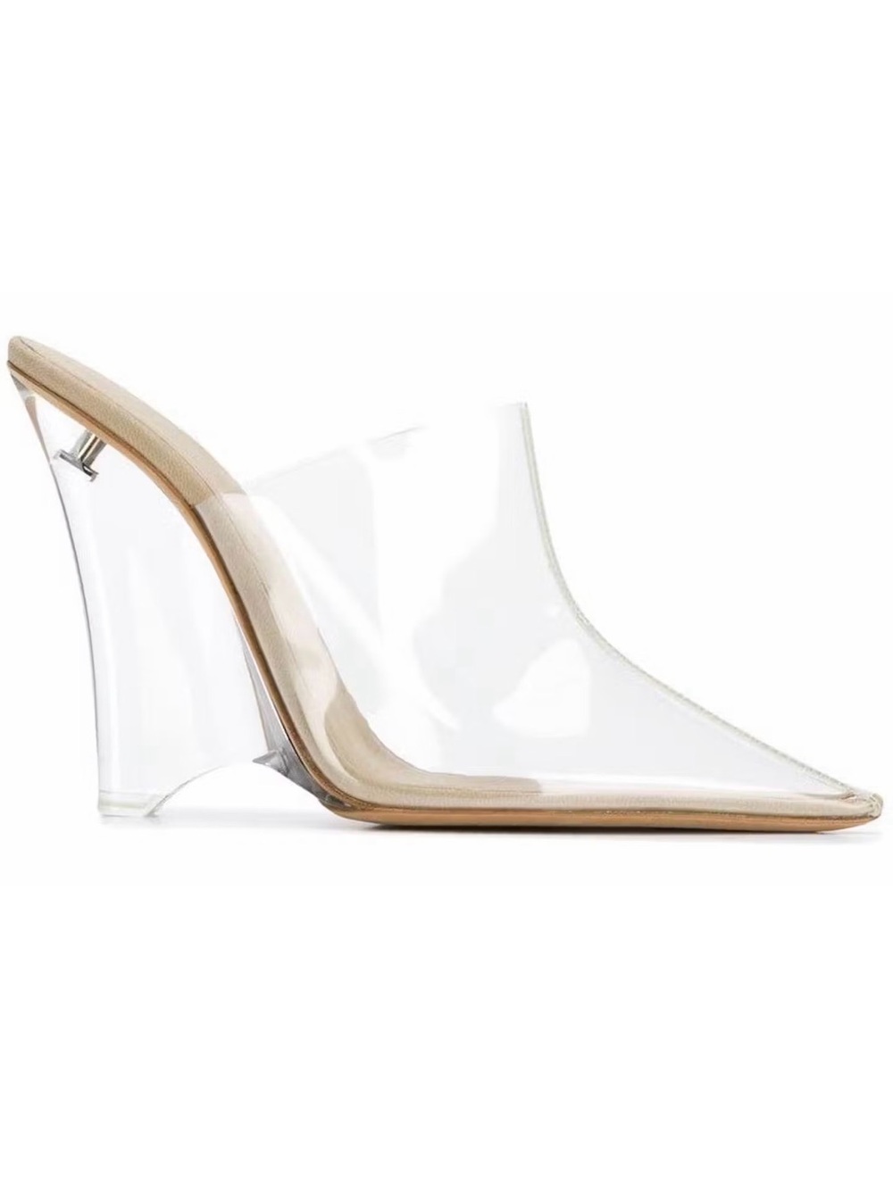 NEW! YEEZY Season 8 Clear PVC Wedge Mule Heels 110mm Pointed Toe Lucite Pumps